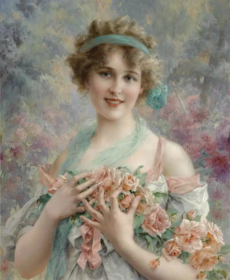 Fille Aux Roses Emile Vernon